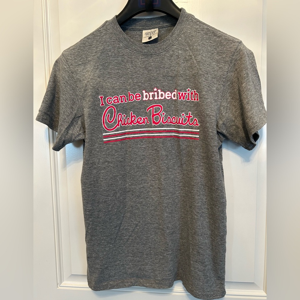 I Can Be Bribed With Chicken Biscuits T-Shirt by Jadelynn Brooke